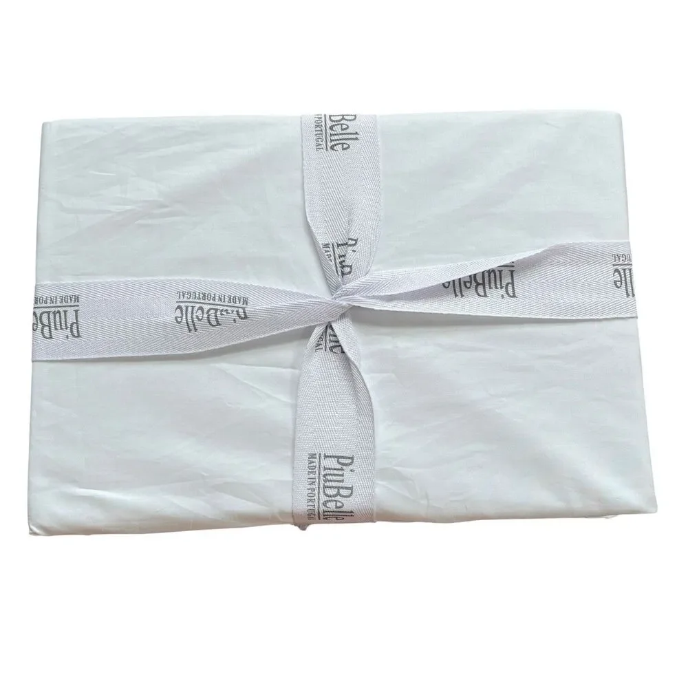 PiuBelle Portugal White Queen Sheets 4PC Cotton Percale Crochet Lace Cottage New